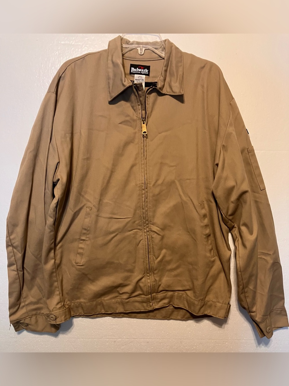 Men's Bulwark Med/LN Brown Zip-Front FR112 Work Jacket